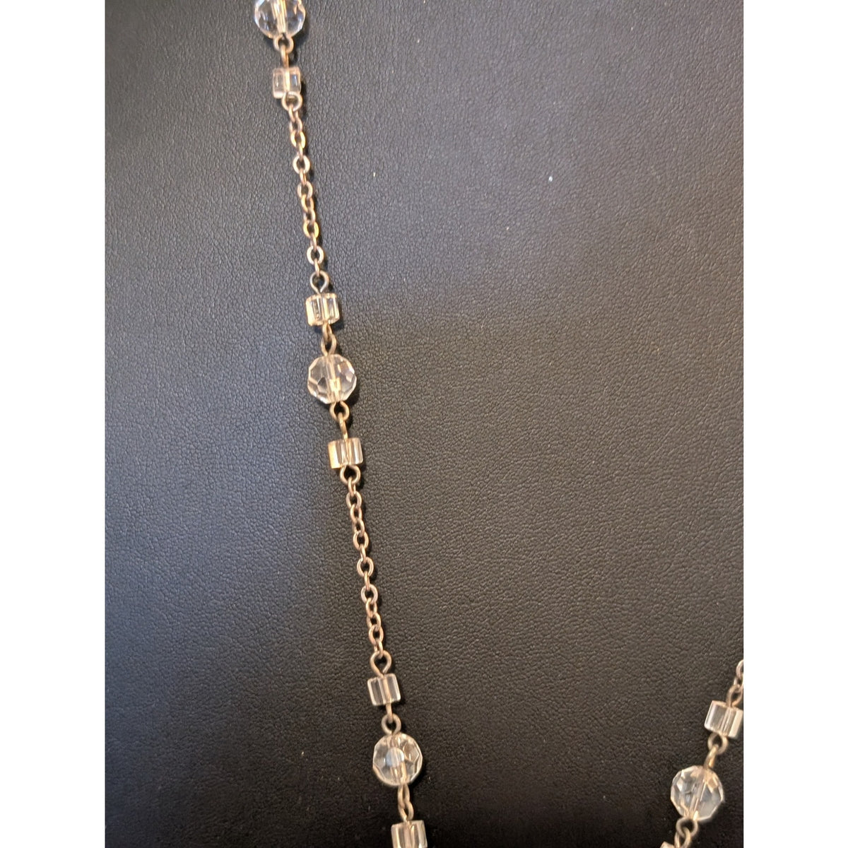 NWT The Gilded Life Shadow Box Cross Crown Crystal Faux Pearl Chain Necklace