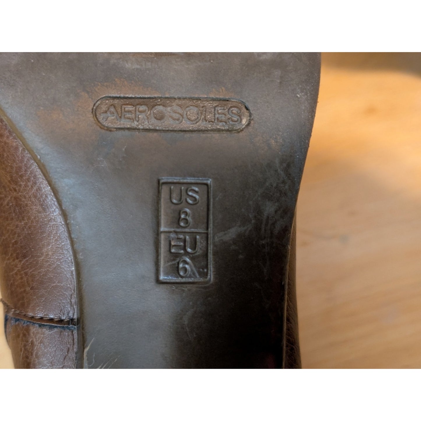 Aerosoles Heel Rest Brown Zip Front Faux Leather Ankle Boot Shoe Women's Size 8