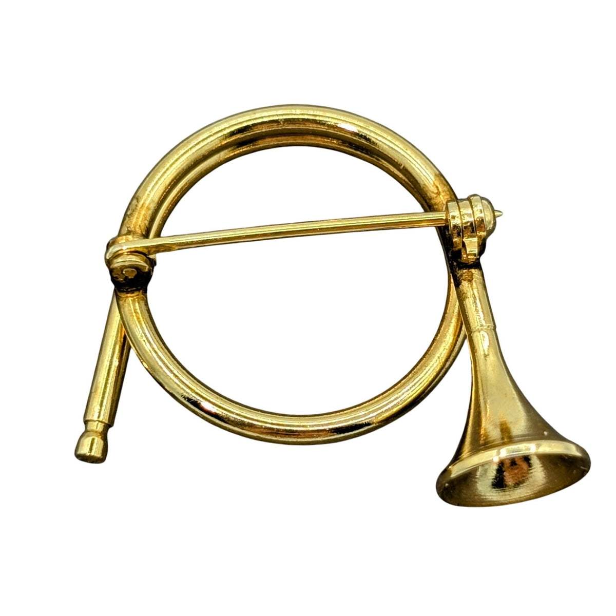 Vintage Gold Tone Musical French Horn Brooch