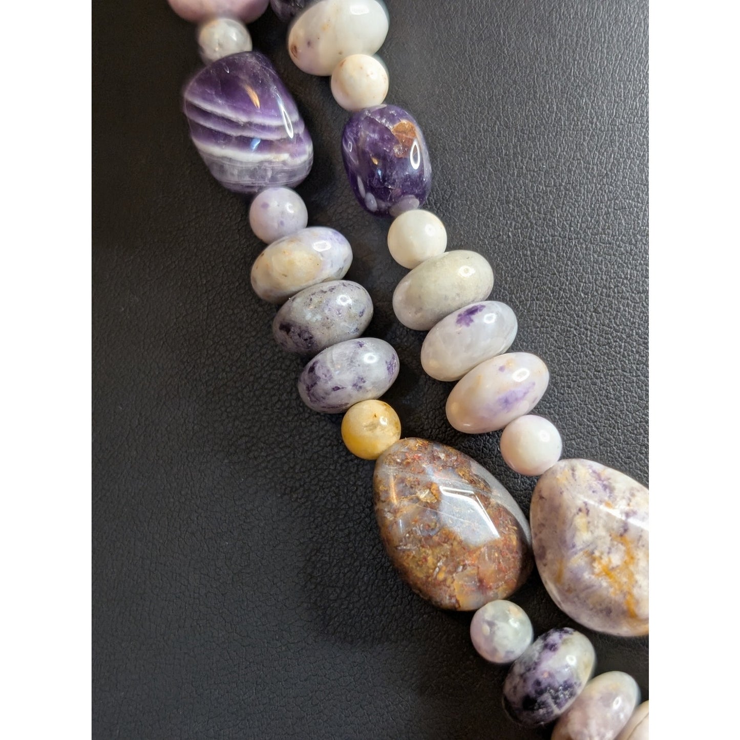Jay King DTR 925 Sterling Amethyst Jadeite Bead Single to Double Strand Necklace