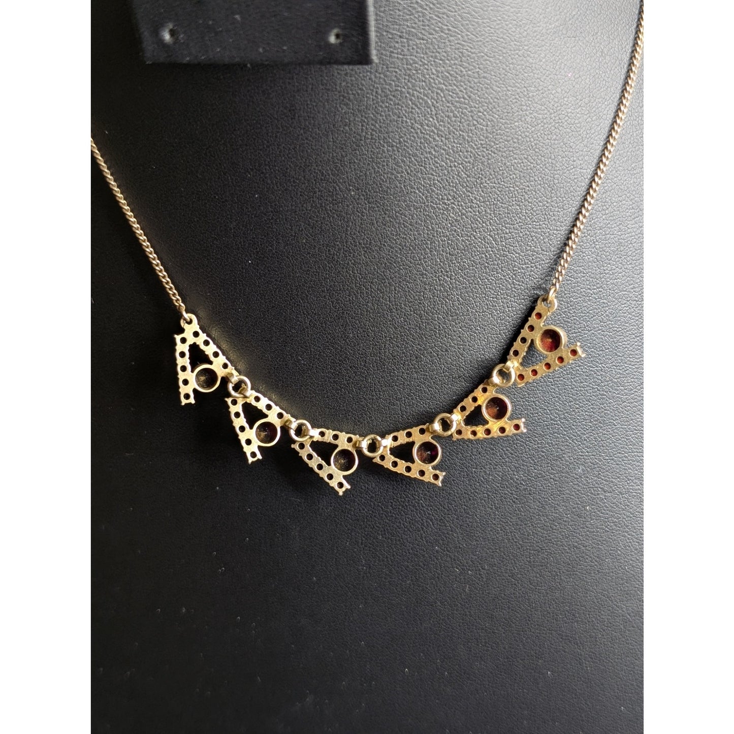 Antique Bohemian Natural Garnet Marked G2 W/ Hare's Head 16" Necklace