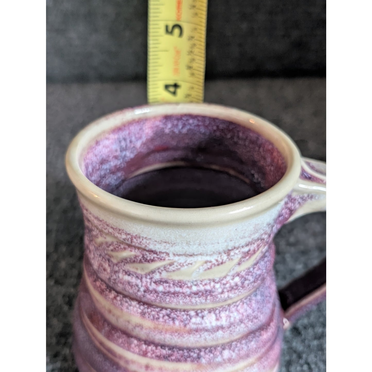 Purple Banded Studio Pottery Mug Signed 12
