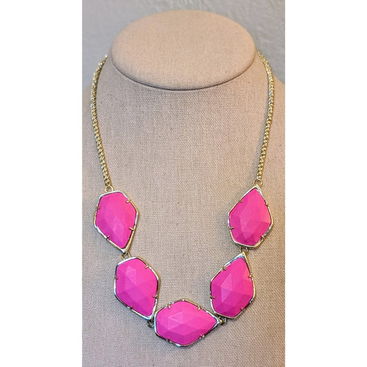 Kendra Scott Pink Five Faceted Stone Statement 18" Plus 2" Necklace