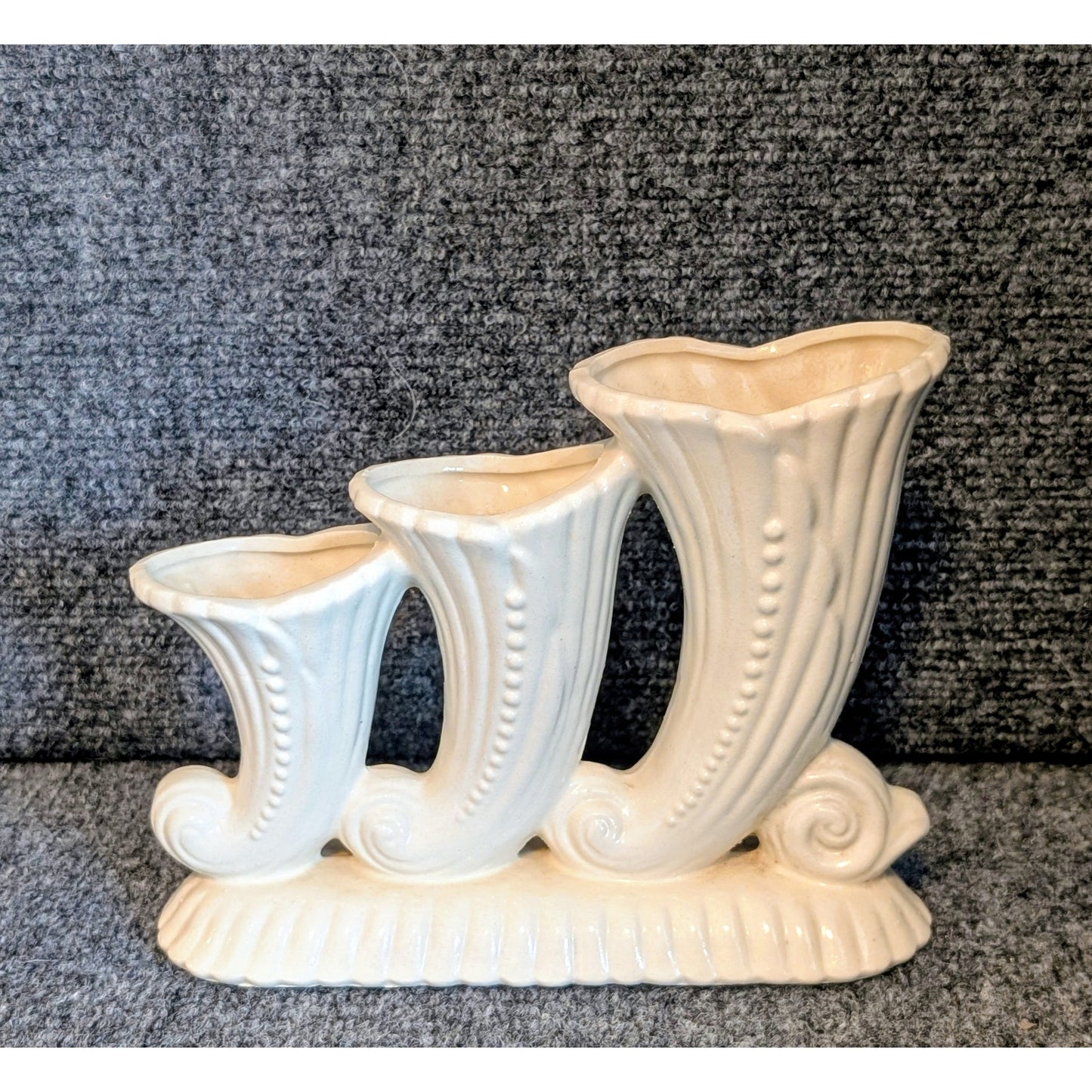 Vintage Cream Three Horn Vase Made in Japan
