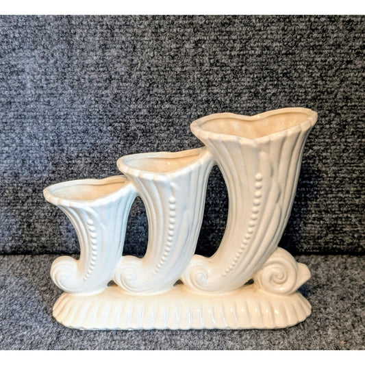 Vintage Cream Three Horn Vase Made in Japan