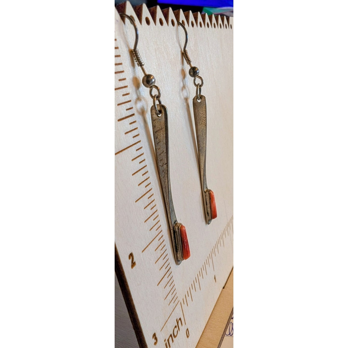 Vintage Southwestern 925 Sterling Silver Spiny Oyster Dangle Earrings