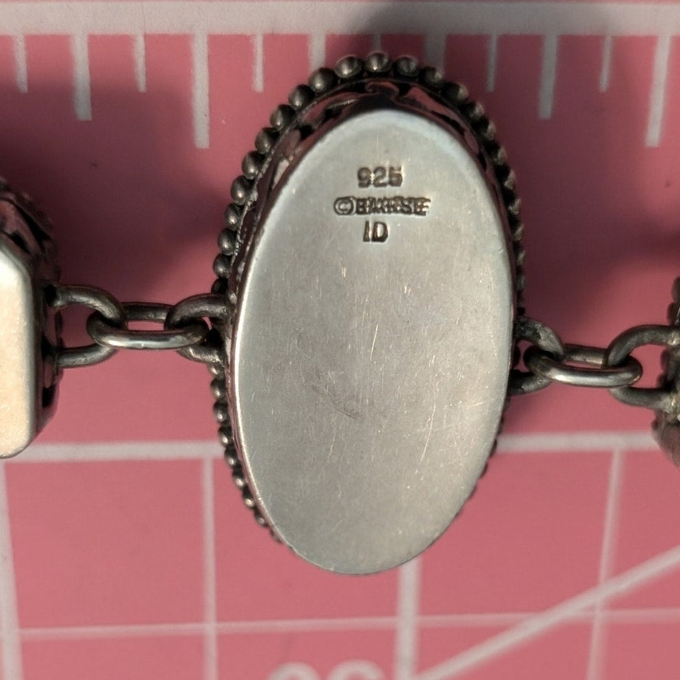 Barse Heavy Chunky 925 Sterling Silver Turquoise Chain Toggle Clasp Bracelet