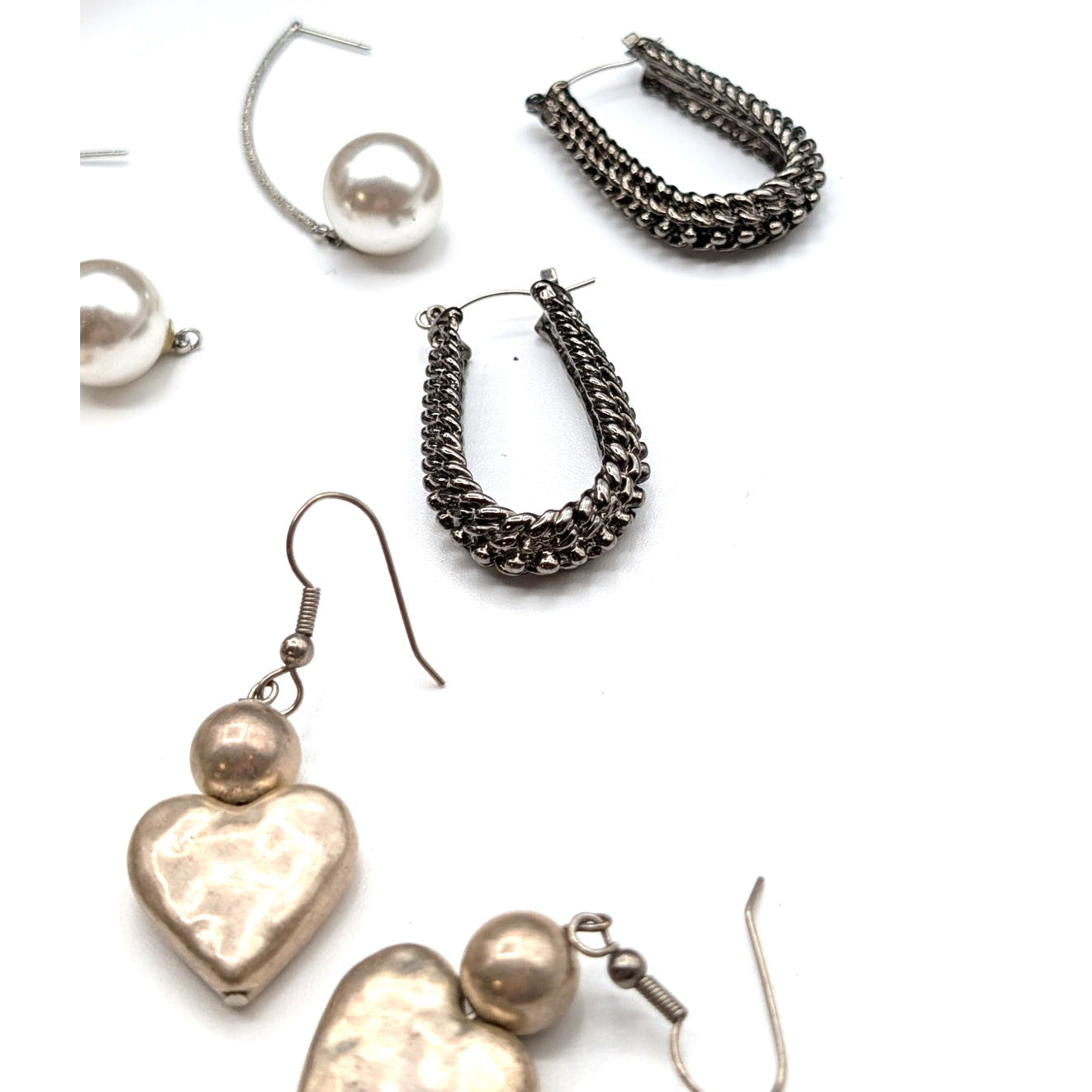 Lot of Ten Pair Silver Tone Pierced Earrings