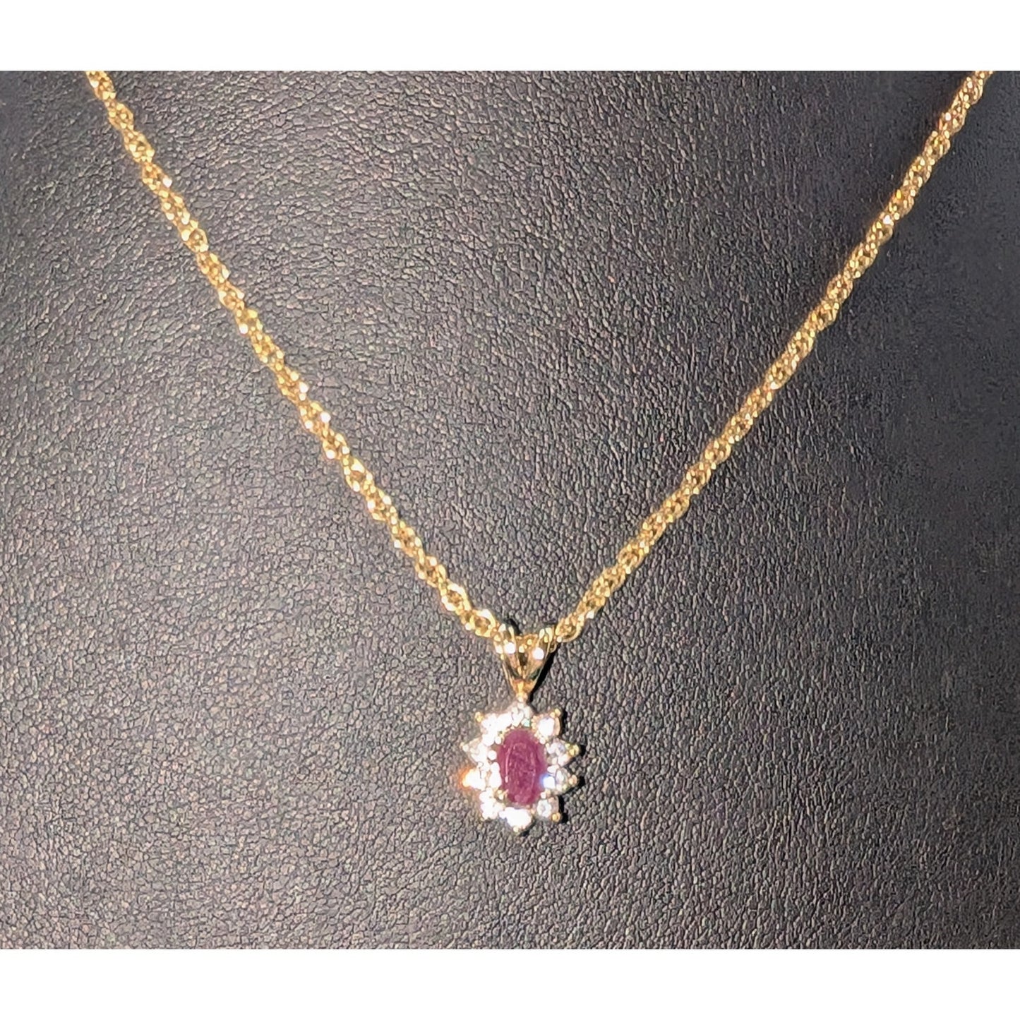 Vintage 1/20 14k Lab Created Ruby White Spinel Gold Tone Necklace & Earring Set