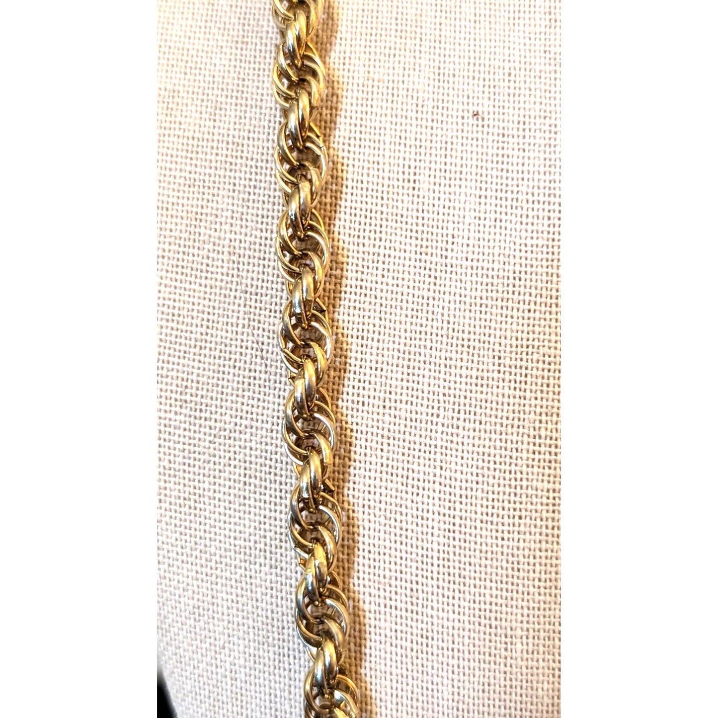 Vintage Gold Chunky Gold Tone Rope Barrel Clasp 26" Necklace
