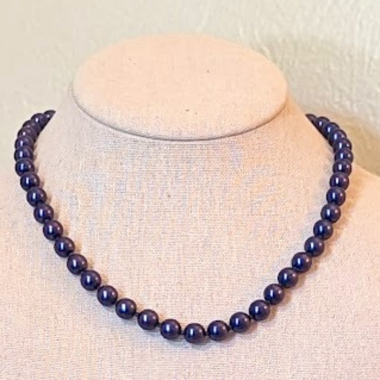 Eggplant Colored Hand-knotted Glass Beaded Necklace