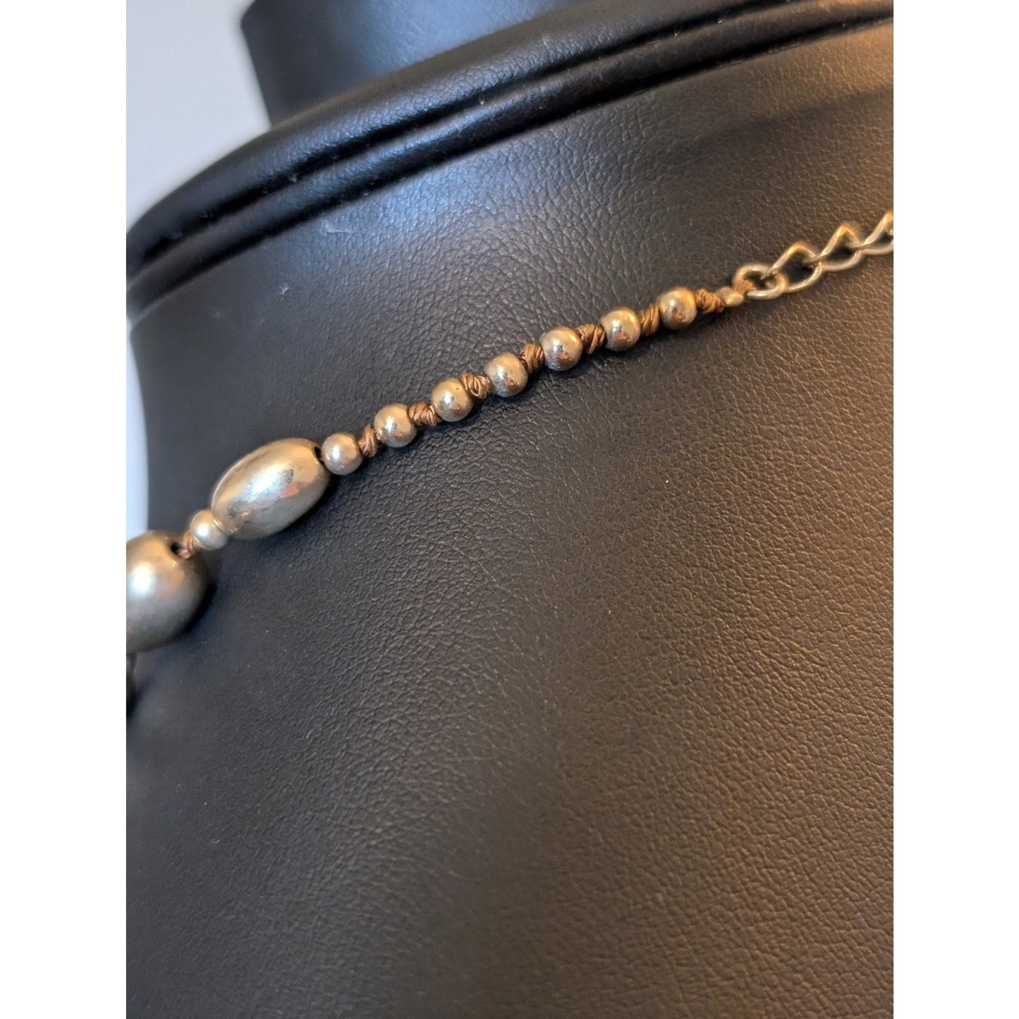 Polished Gold Tone & Crystal Brushed Gold Tone Beaded Necklace