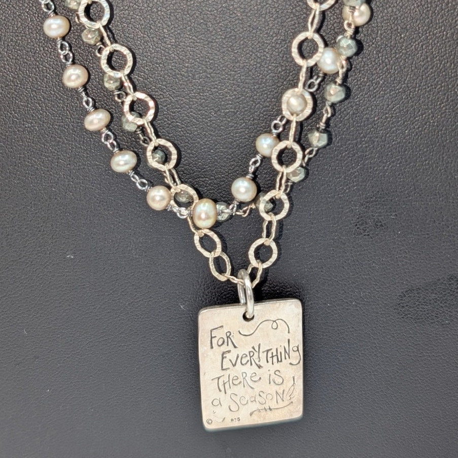 925 Sterling 'For Everything There is a Season' Long Layered 30" Chain Necklace