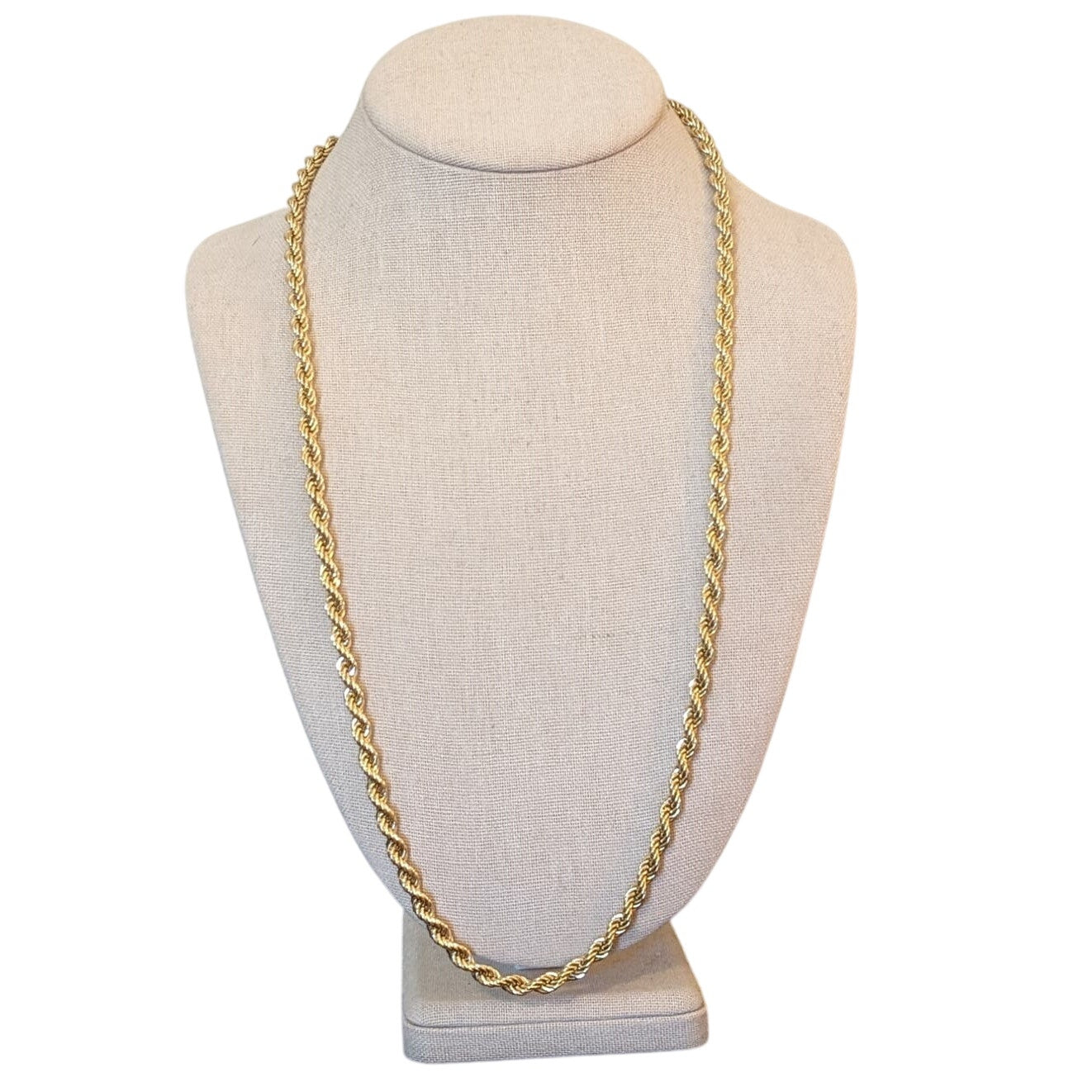 Vintage Monet Gold Tone 5mm Rope Chain 27" Necklace W/ Sister Clasp