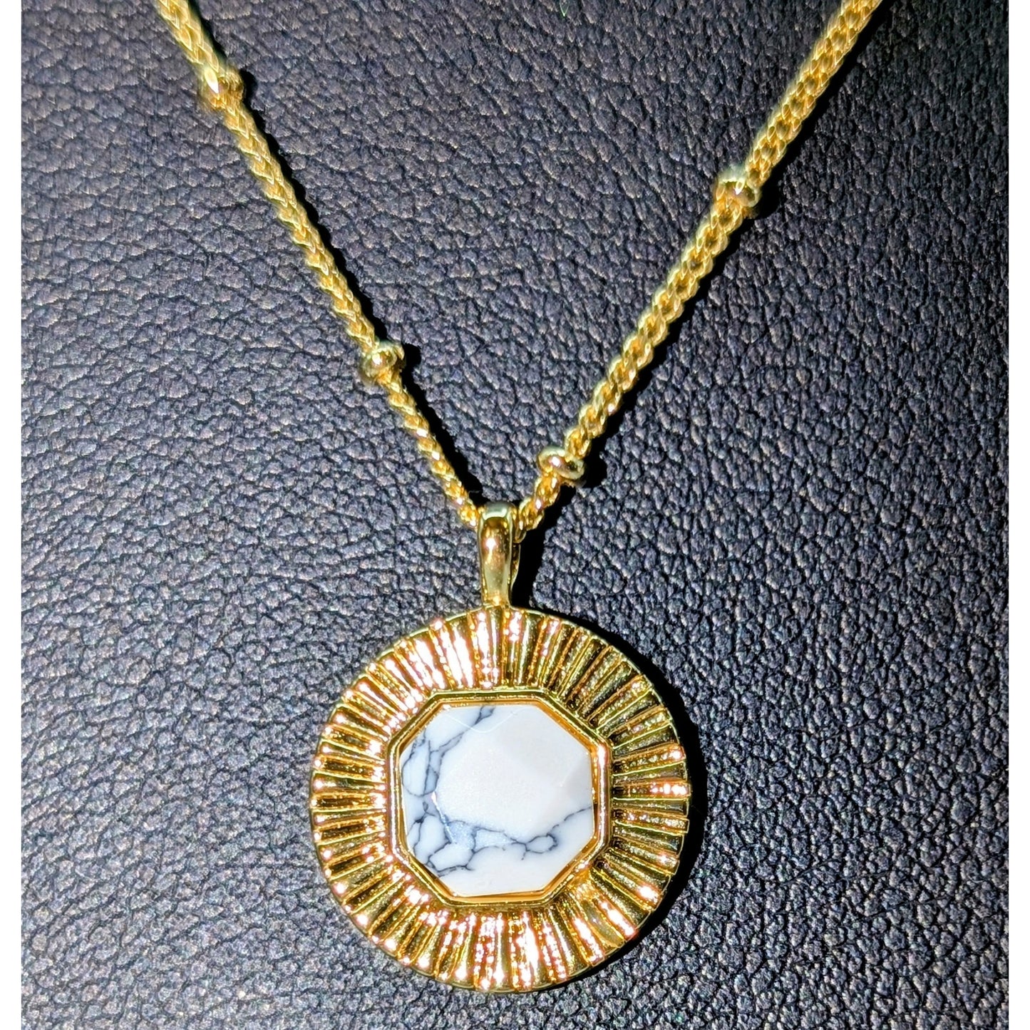 Gorjana Power Gemstone Coin Necklace Howlite Calming Stone 18K GP Necklace