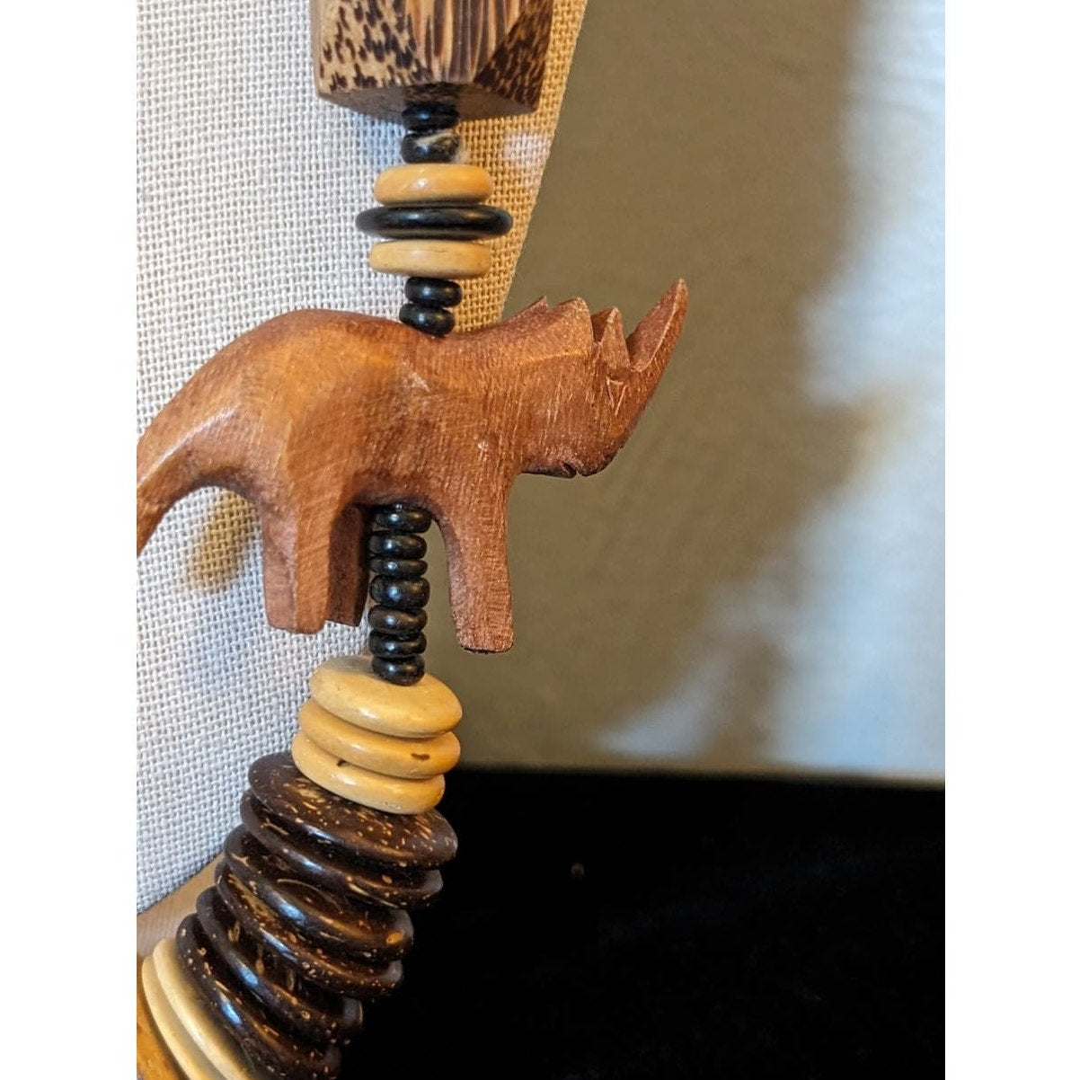 Vintage Chunky Boho Carved Wooden Animal Beaded Necklace