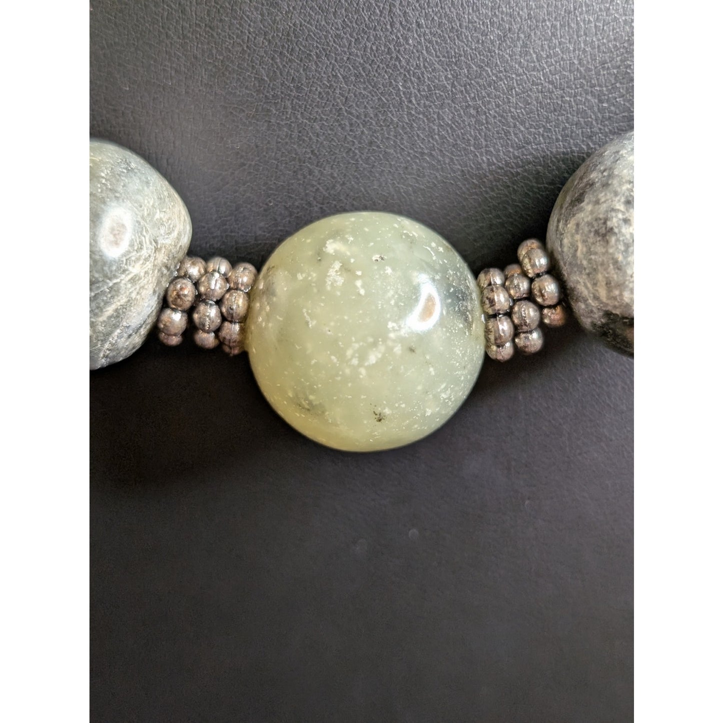 20mm Blue Gray Green Gemstone Statement w/ Bar Toggle Clasp 22" Necklace