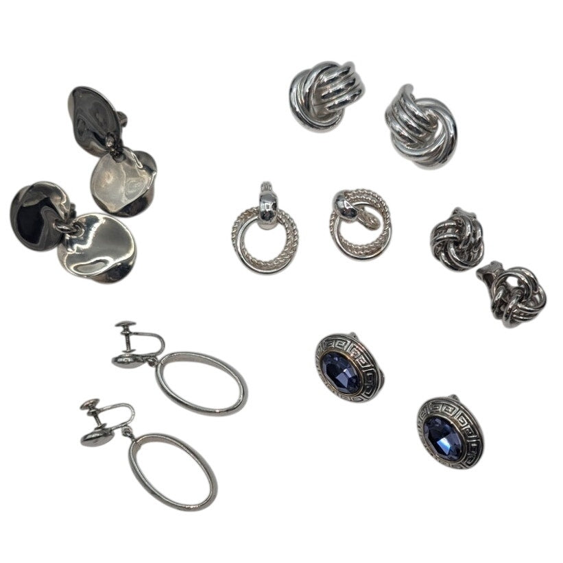 Lot of Six Pair of Vintage Silver Tone Earrings