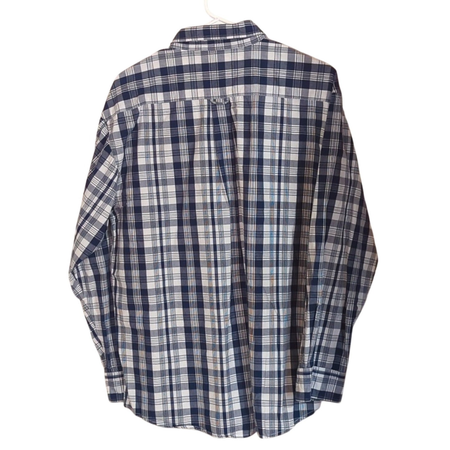 Sonoma Vintage Plaid 100% Cotton Navy Plaid Button Down Shirt Men's Size M