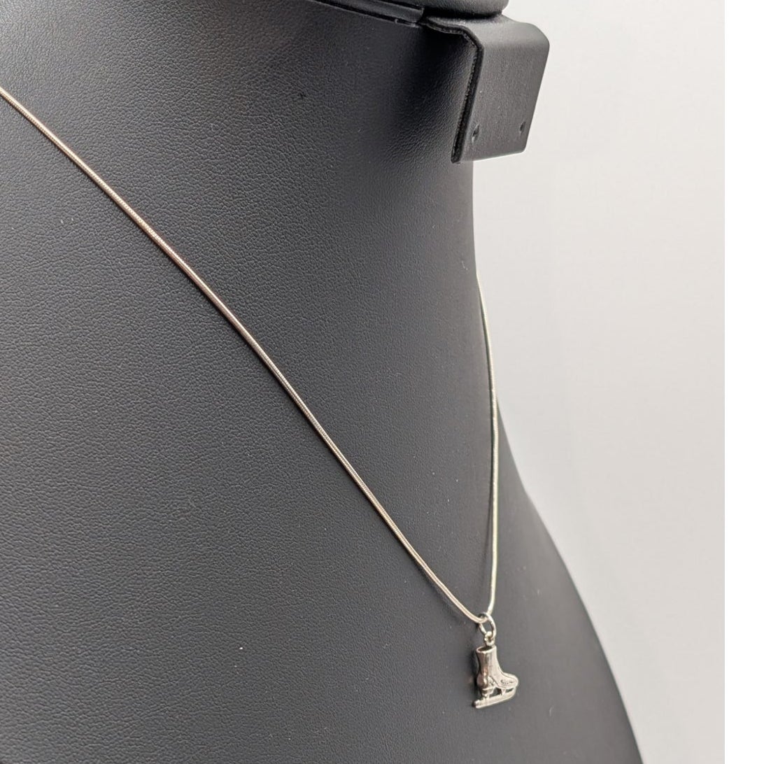 Figure Skating Charm Pendant 925 Sterling Silver 17.5" Snake Chain Necklace