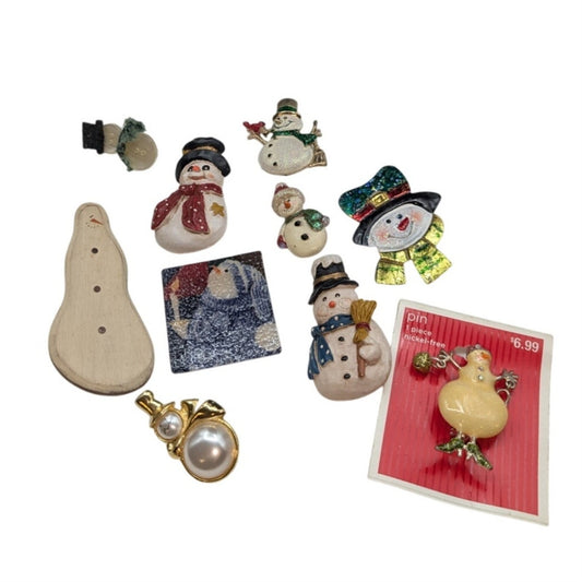 Lot of Ten Snowmen Pins