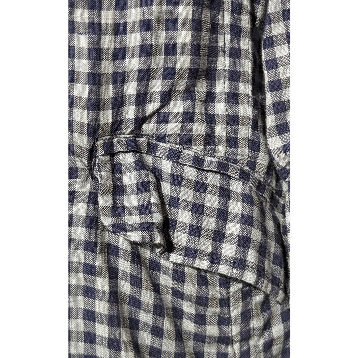 Sundance Ziri 100% Linen Blue Gingham Cinch Back Jacket Womens Sz S (4-6)