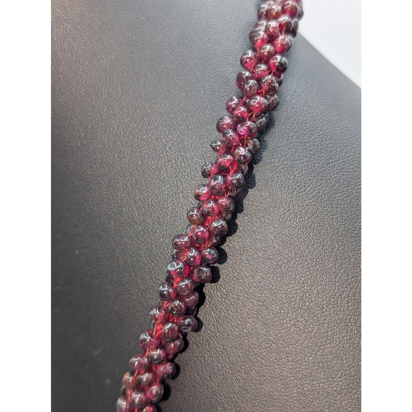 Estate Vintage Woven Rope Purple Garnet Seed Bead 25" No Clasp Necklace