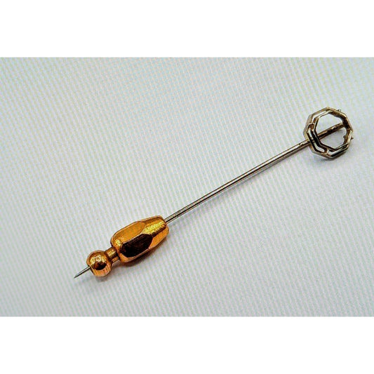 Antique 14K White Gold Straight 2" Long Stick Pin 1.1g