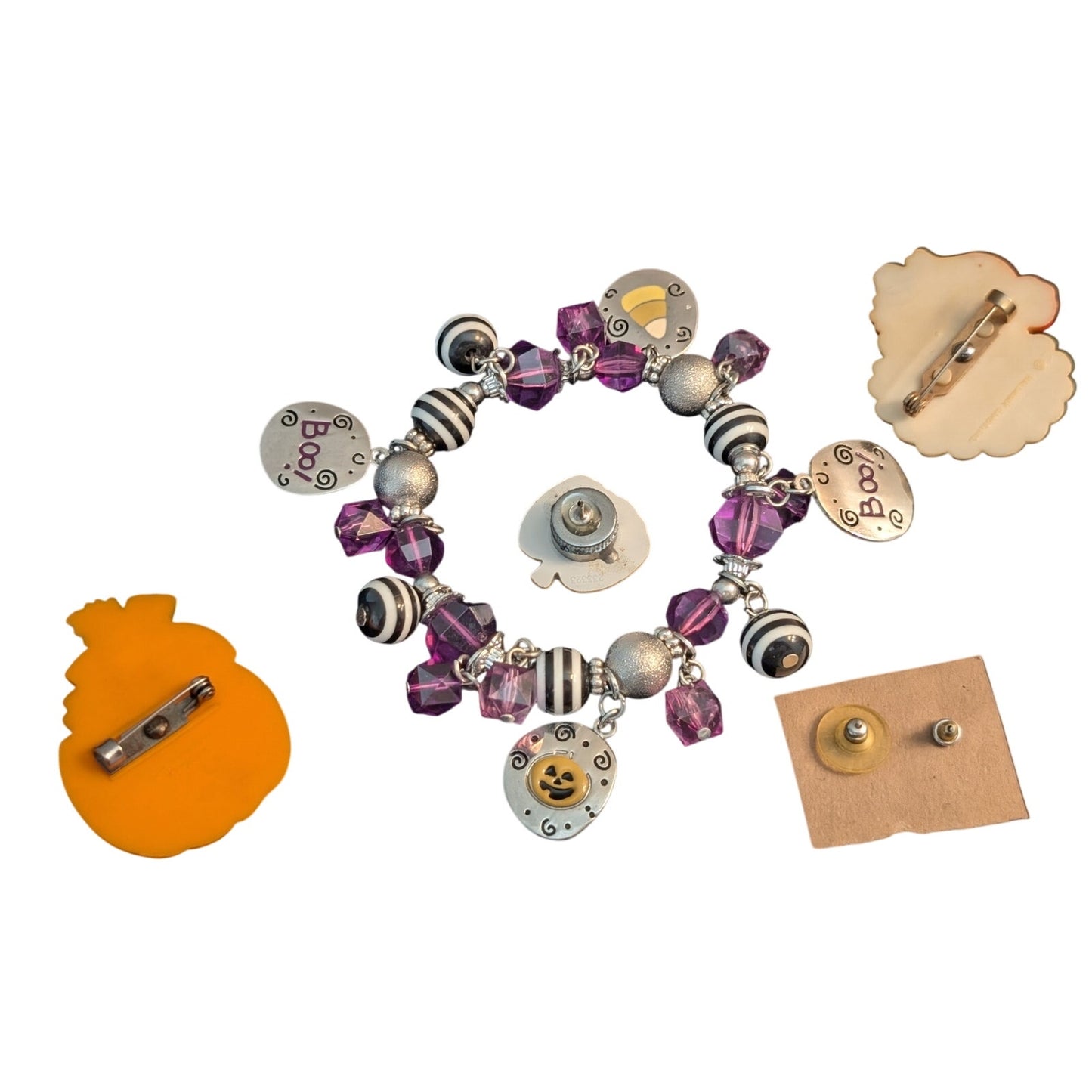 Halloween Fashion Jewelry Lot & A Thanksgiving Turkey Pin