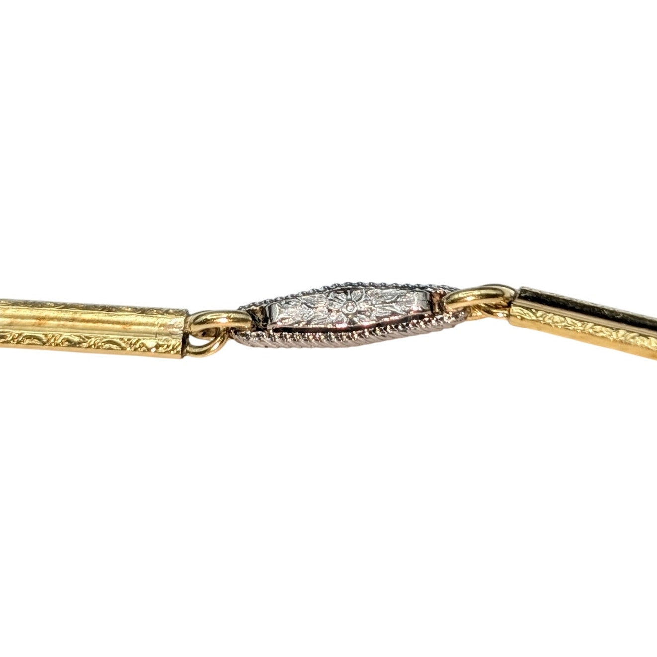 Antique Art Deco Simmons 14" Ornate Link Two Tone Gold Filled Pocket Watch Chain