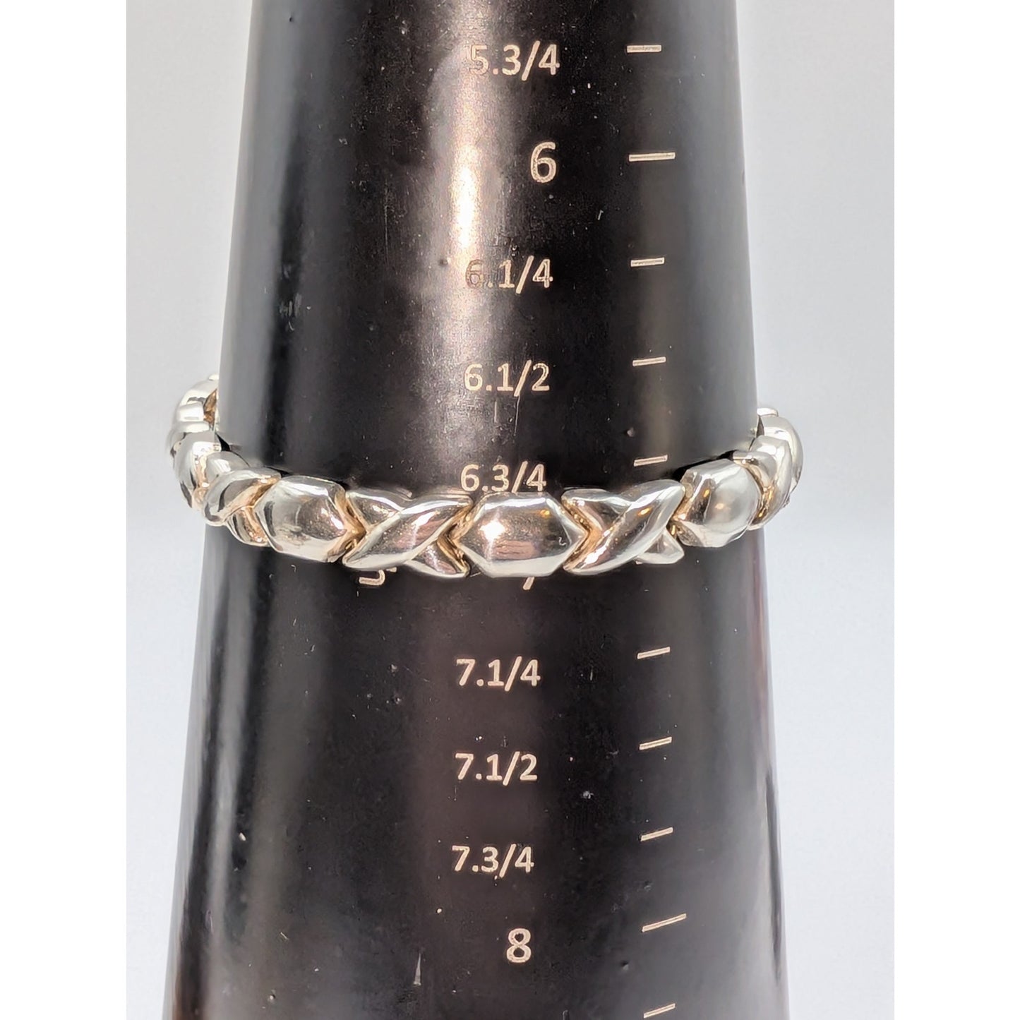 VTG Marked 925 Italy Sterling Polished X & O Link Slide In Clasp Safety Bracelet