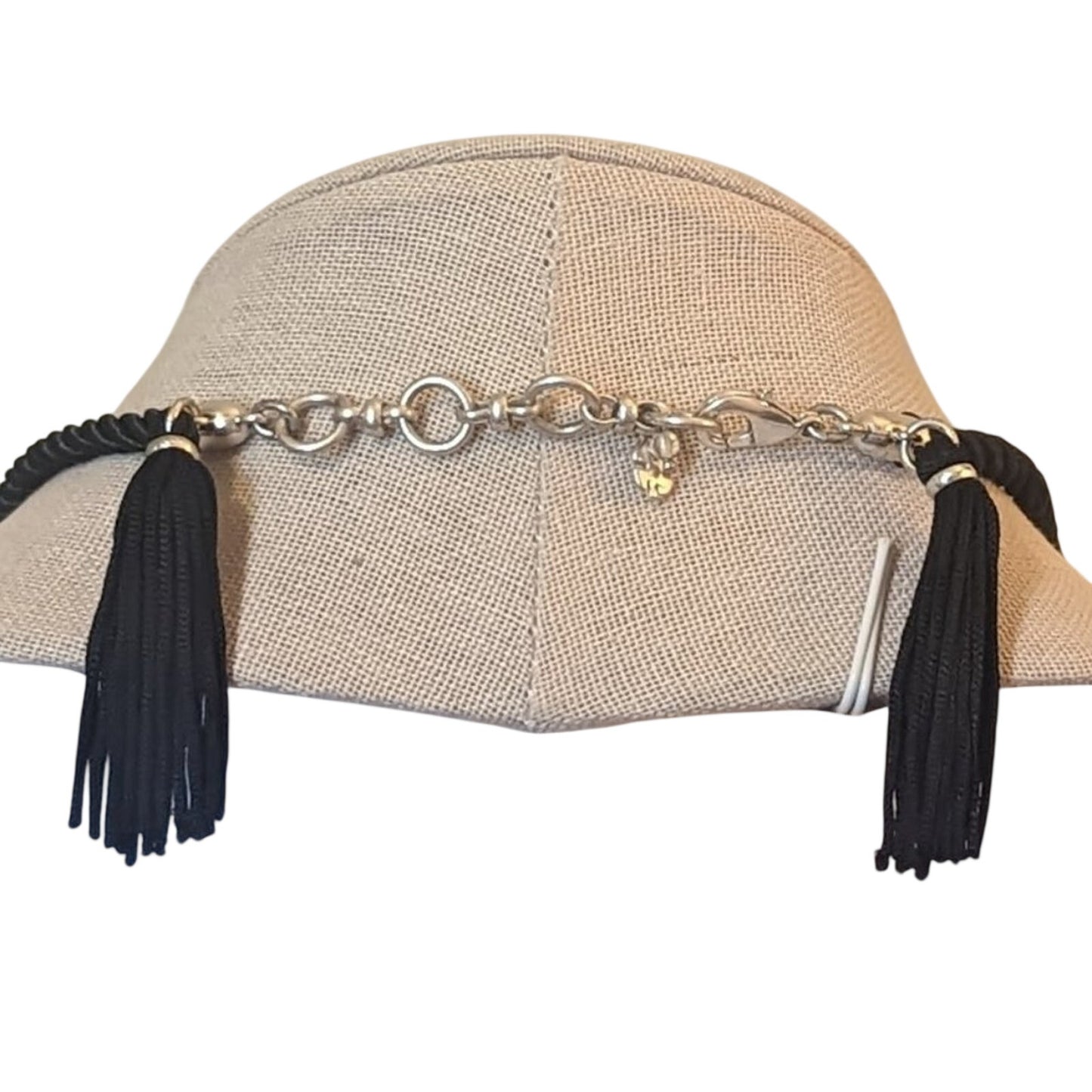 Lucky Brand Silver Tone Bar Necklace with Three Faux Pearls and Silk Tassels