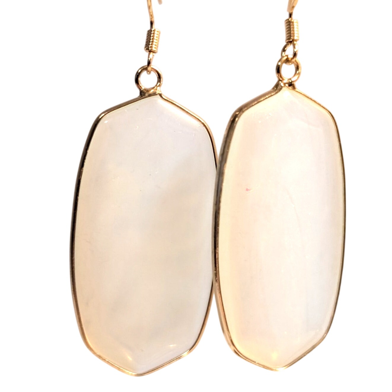 925 Sterling Vermeil Milky Blue Glass Dangle Earrings