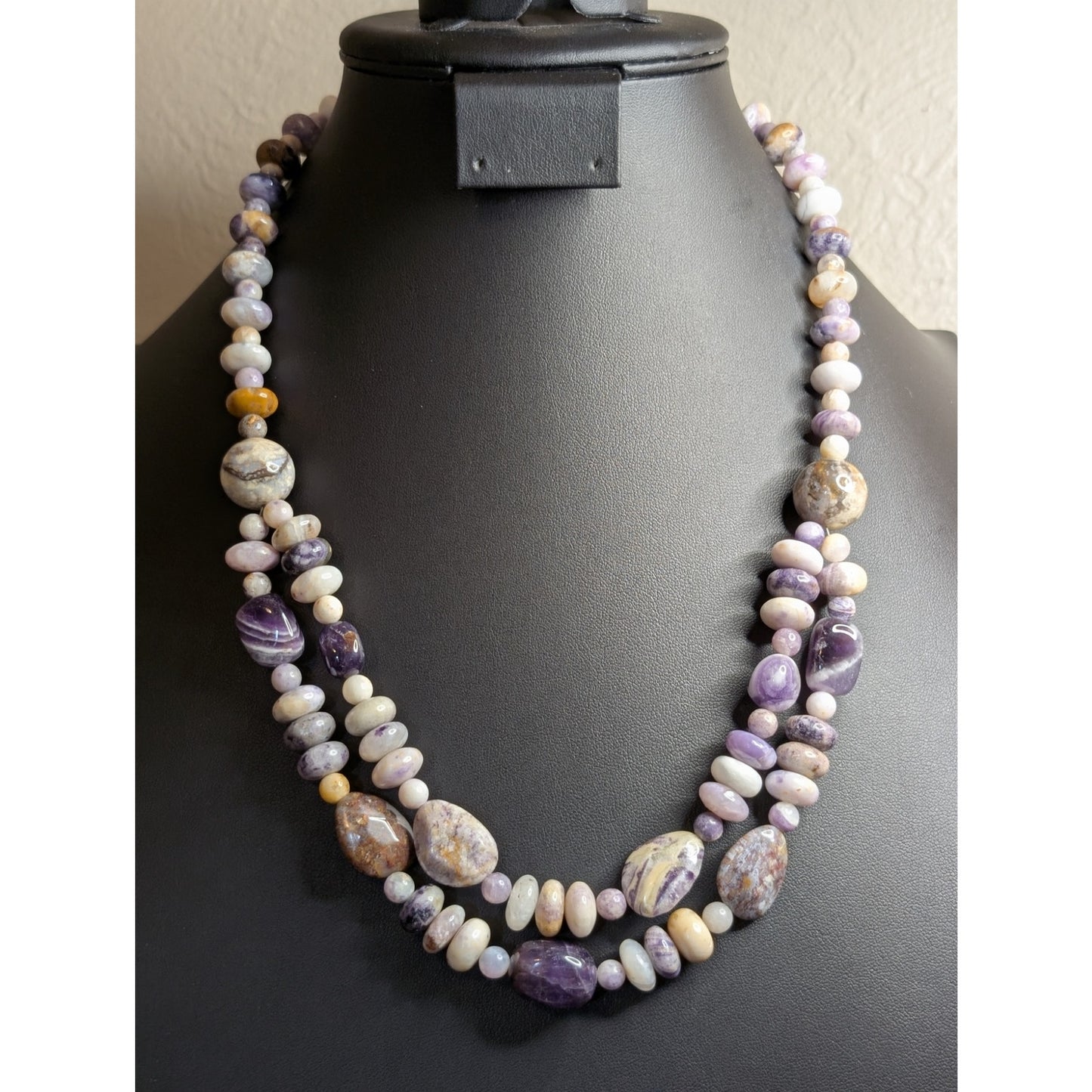 Jay King DTR 925 Sterling Amethyst Jadeite Bead Single to Double Strand Necklace