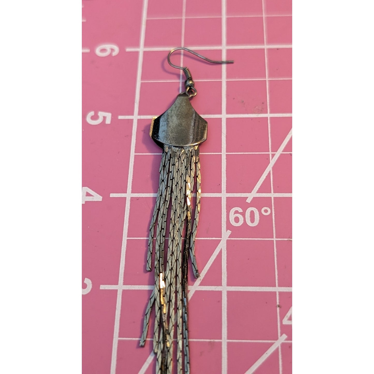 Long Multi-Chain Gun Metal Dangle French Wire Earrings