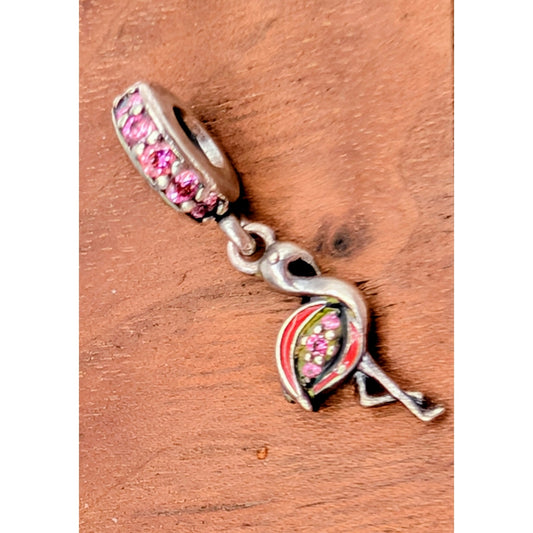 Pandora Flamingo With Pink Enamel & Pink CZ Dangle Charm Retired
