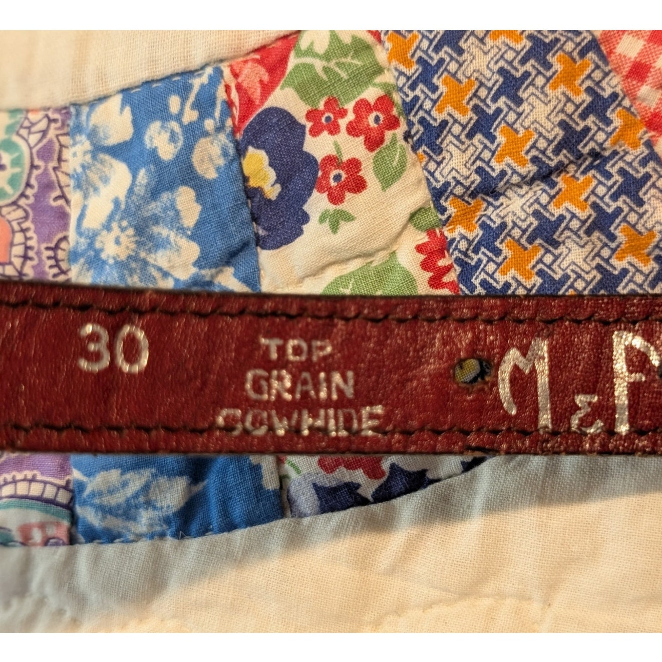 Rare Vtg M & P Hand Crafted in Mexico Hand Tooled Red Leather Braided Belt Sz 30