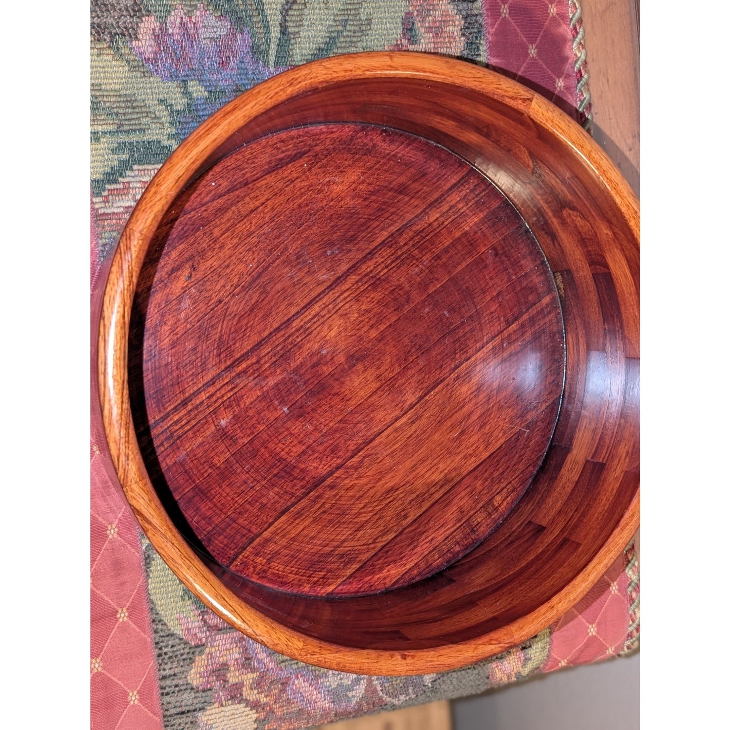Large Hand Turned Solid Wooden Salad Fruit Bowl 12" Round X 5" Tall