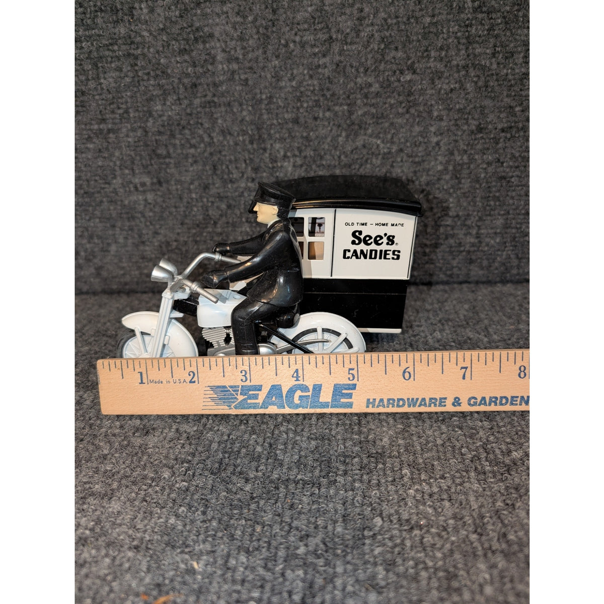 Vtg 1991 70th Anniversary See's Candies Harley Motorcycle Sidecar Die Cast Toy