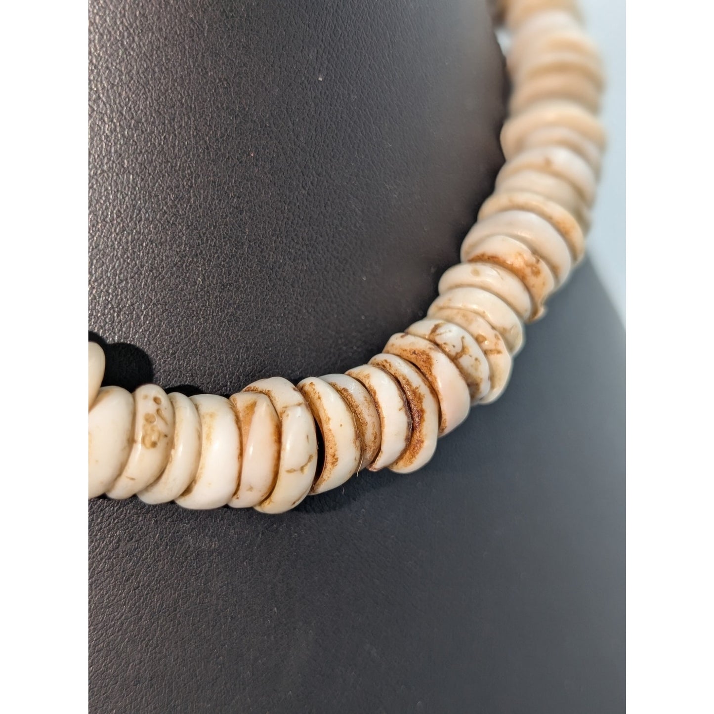 Vintage Genuine X-Large Up to 15mm Puka Shell Barrel Clasp 16.5" Necklace