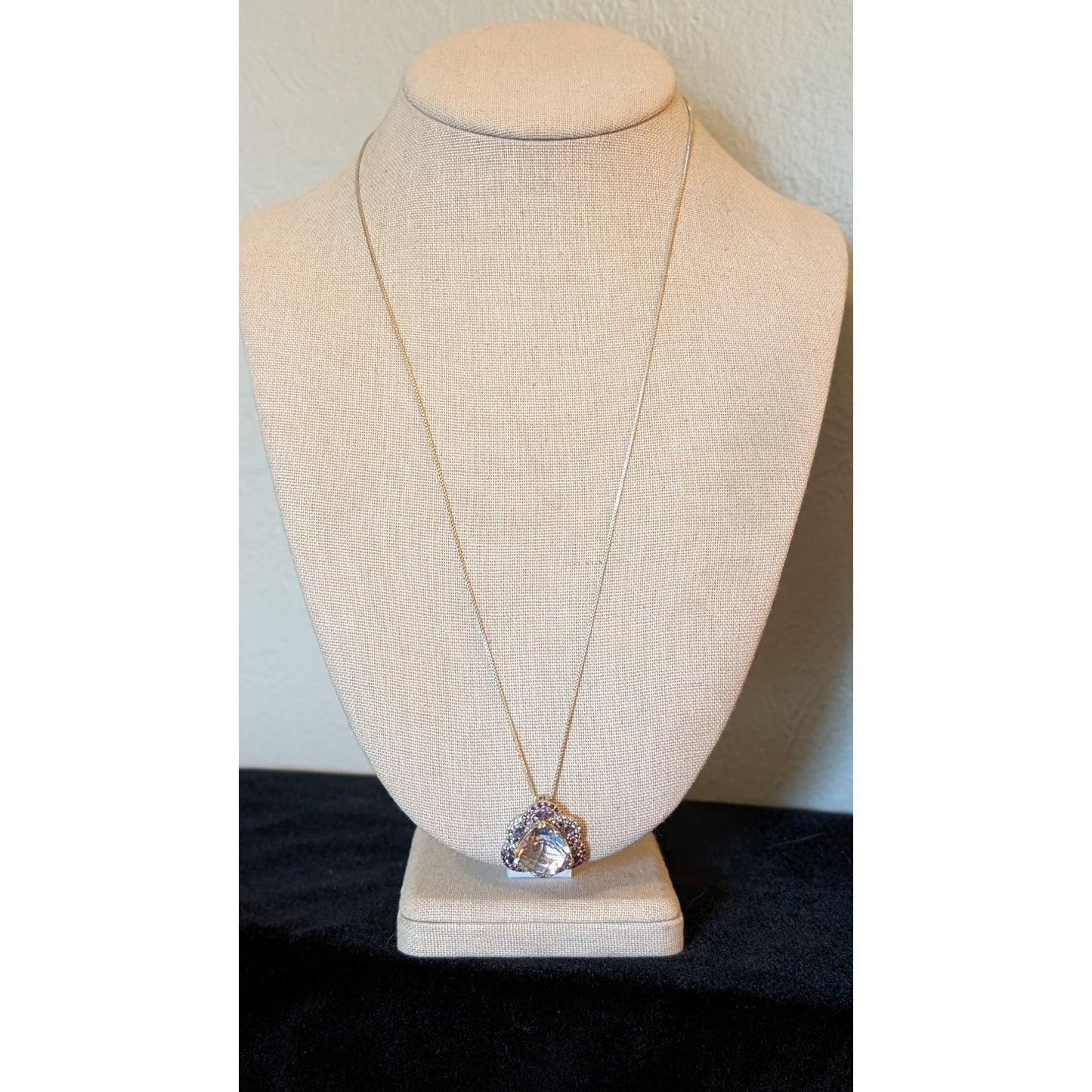 925 Lavender Faceted Trillion Cut Amethyst W/ Marquis Stones & Rounds Necklace
