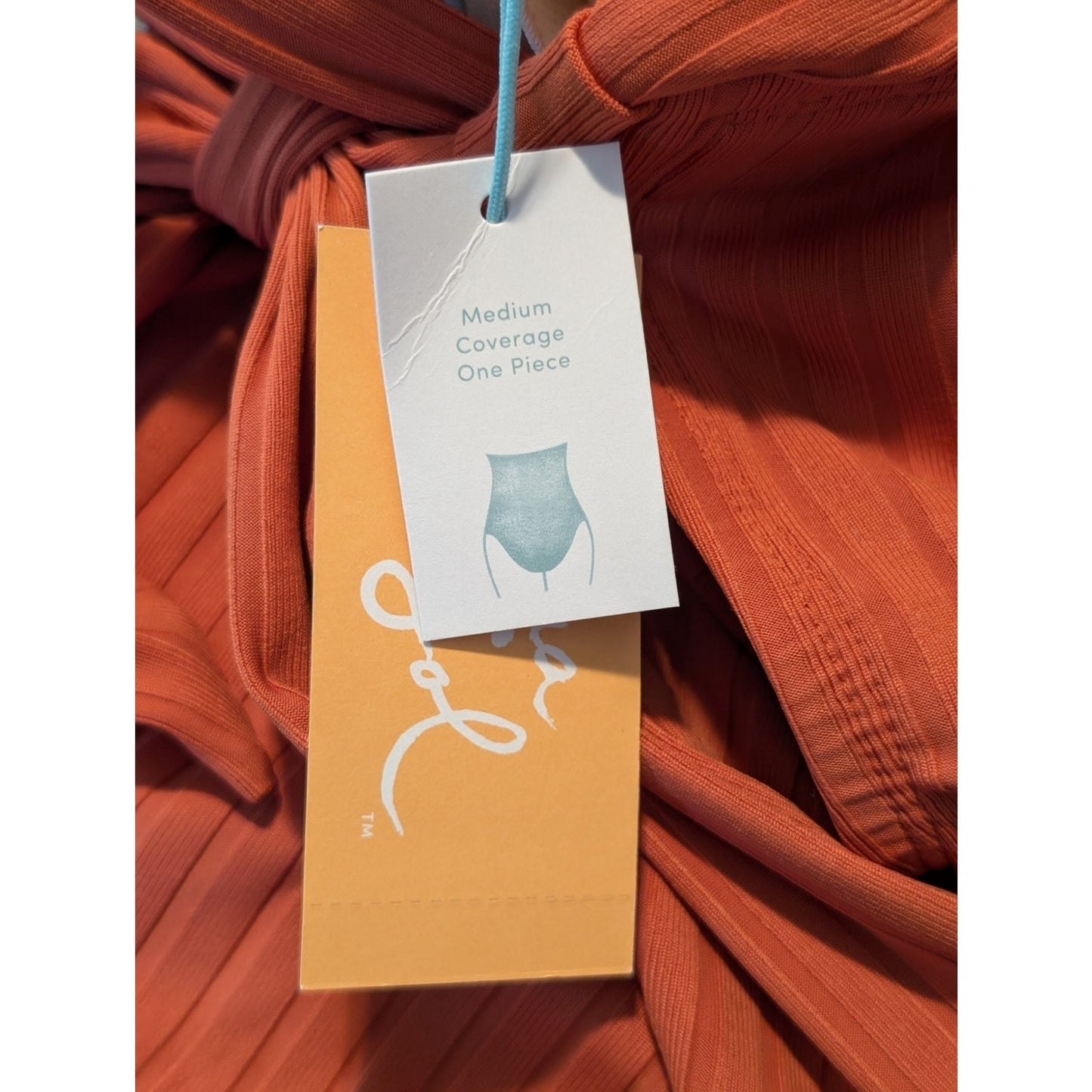 NWT Kona Sol Medium Coverage One Piece Rust Color Ribbed Bathing Suit Sz S