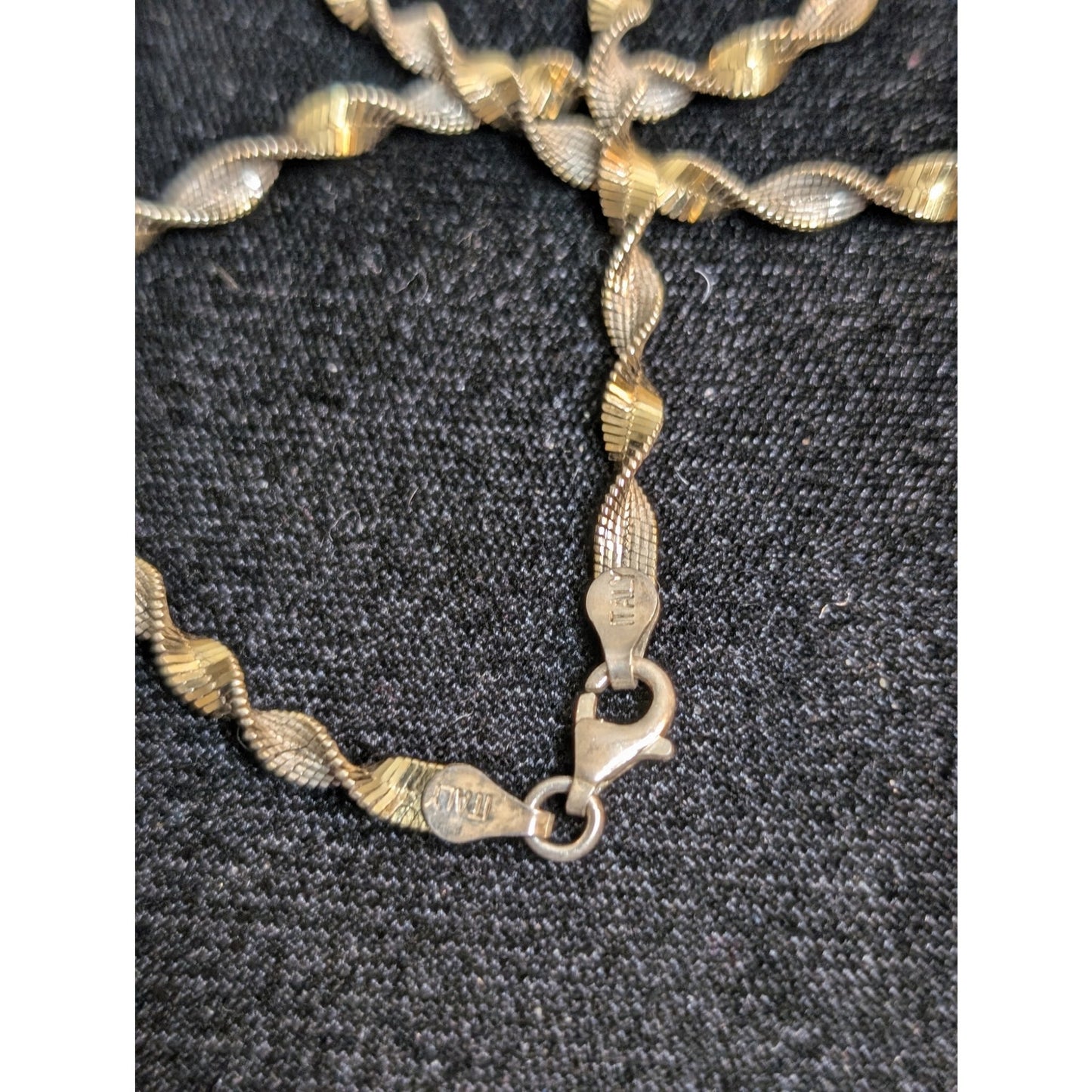 Vintage Twisted Two Tone 925 Italy Sterling Sparkling Gilded 20" Chain Necklace