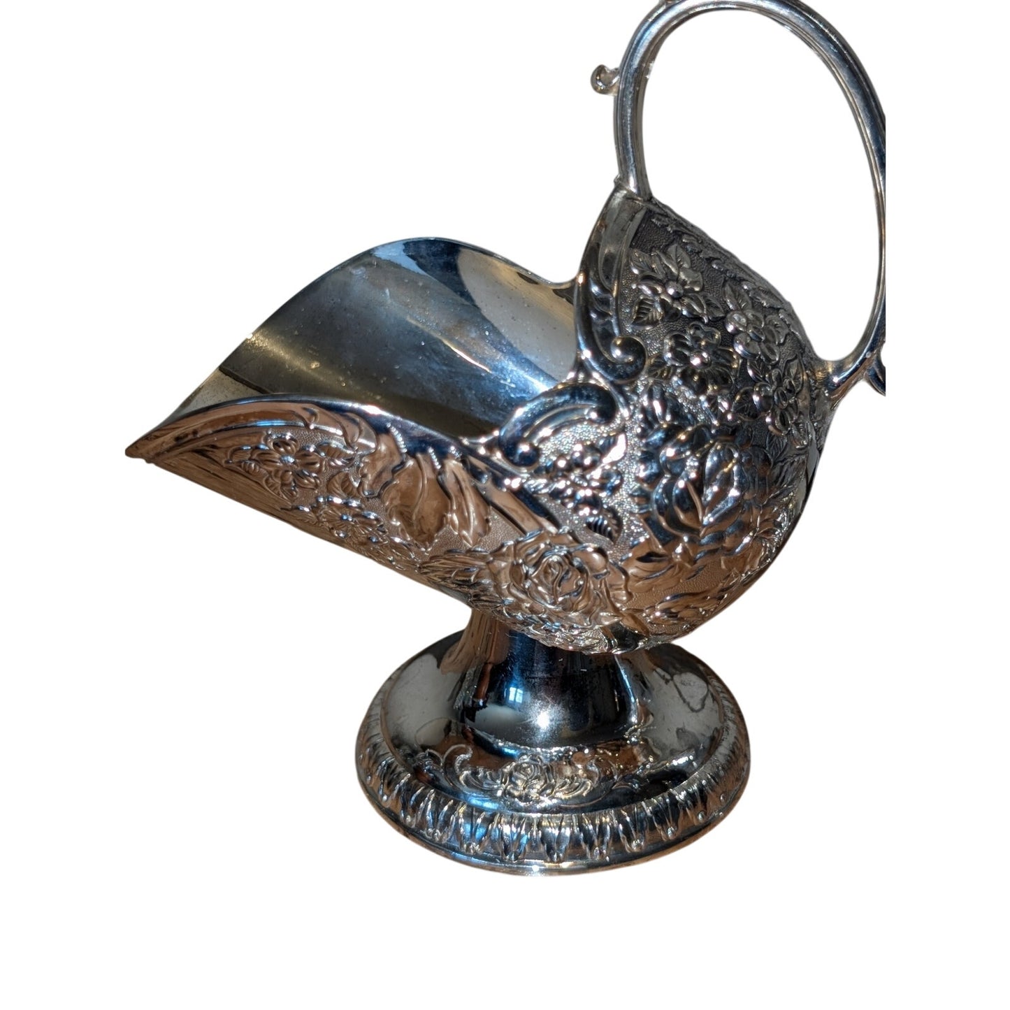 Vintage Victorian Repousse Silver Plated Sugar Scuttle With Scoop
