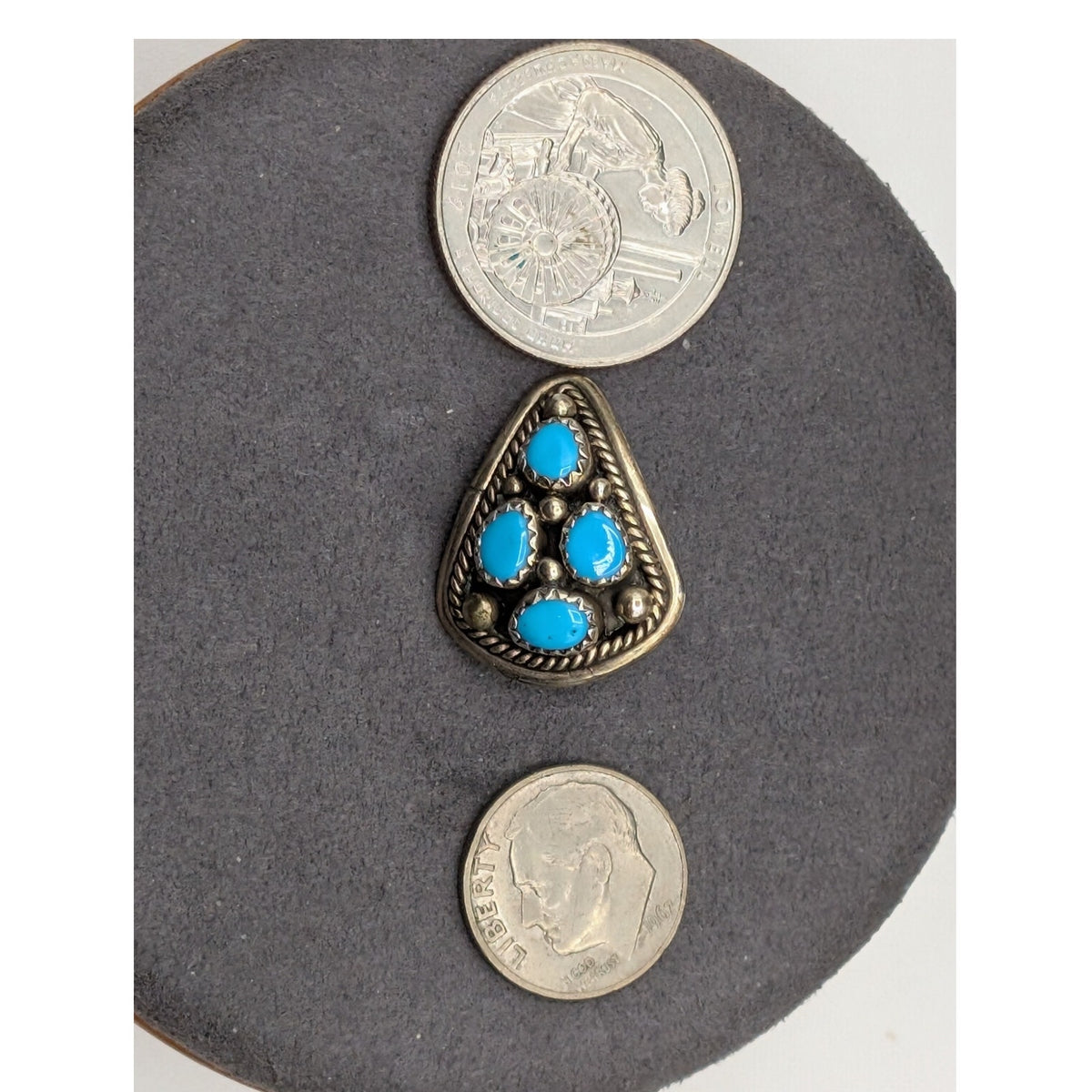 Vtg Hand Signed Z 925 Sterling Silver Turquoise Southwestern Clip On Earrings