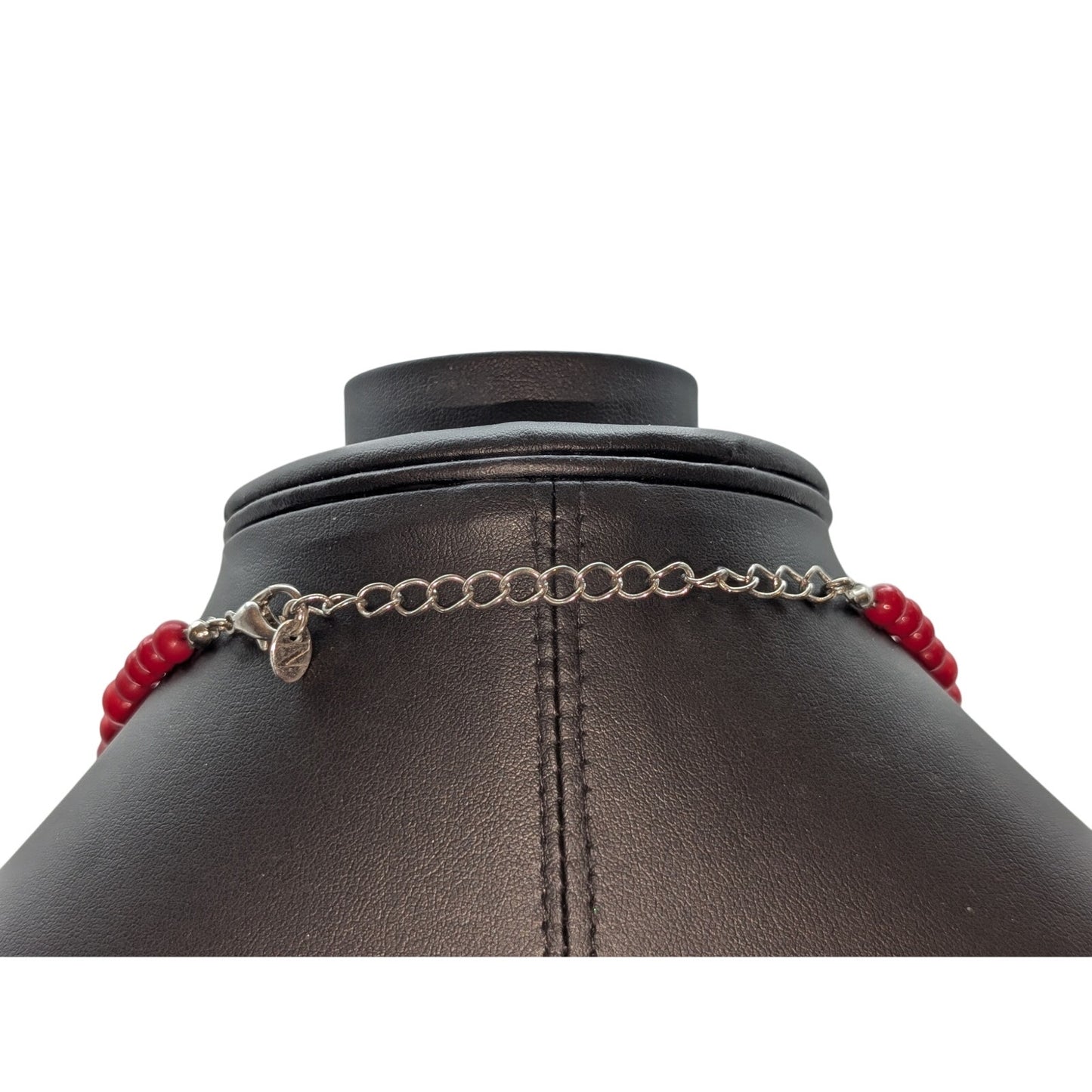 Acrylic Ceramic Wood Red Bead 18"-21" Necklace