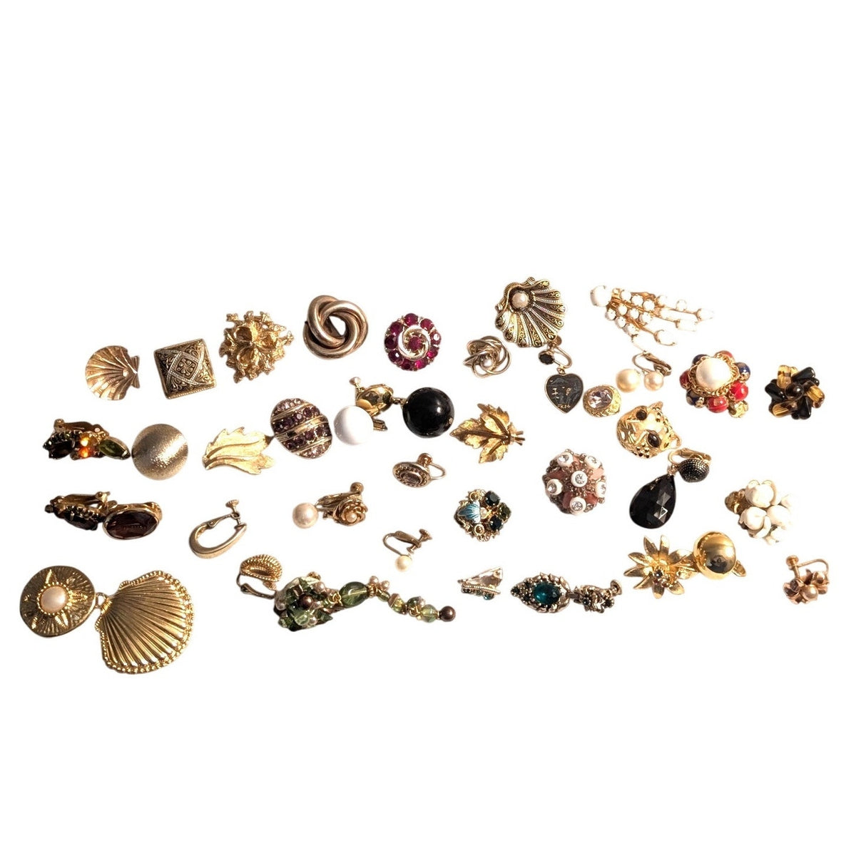 Lot of Single Vintage Gold Tone Clip Screw Earrings