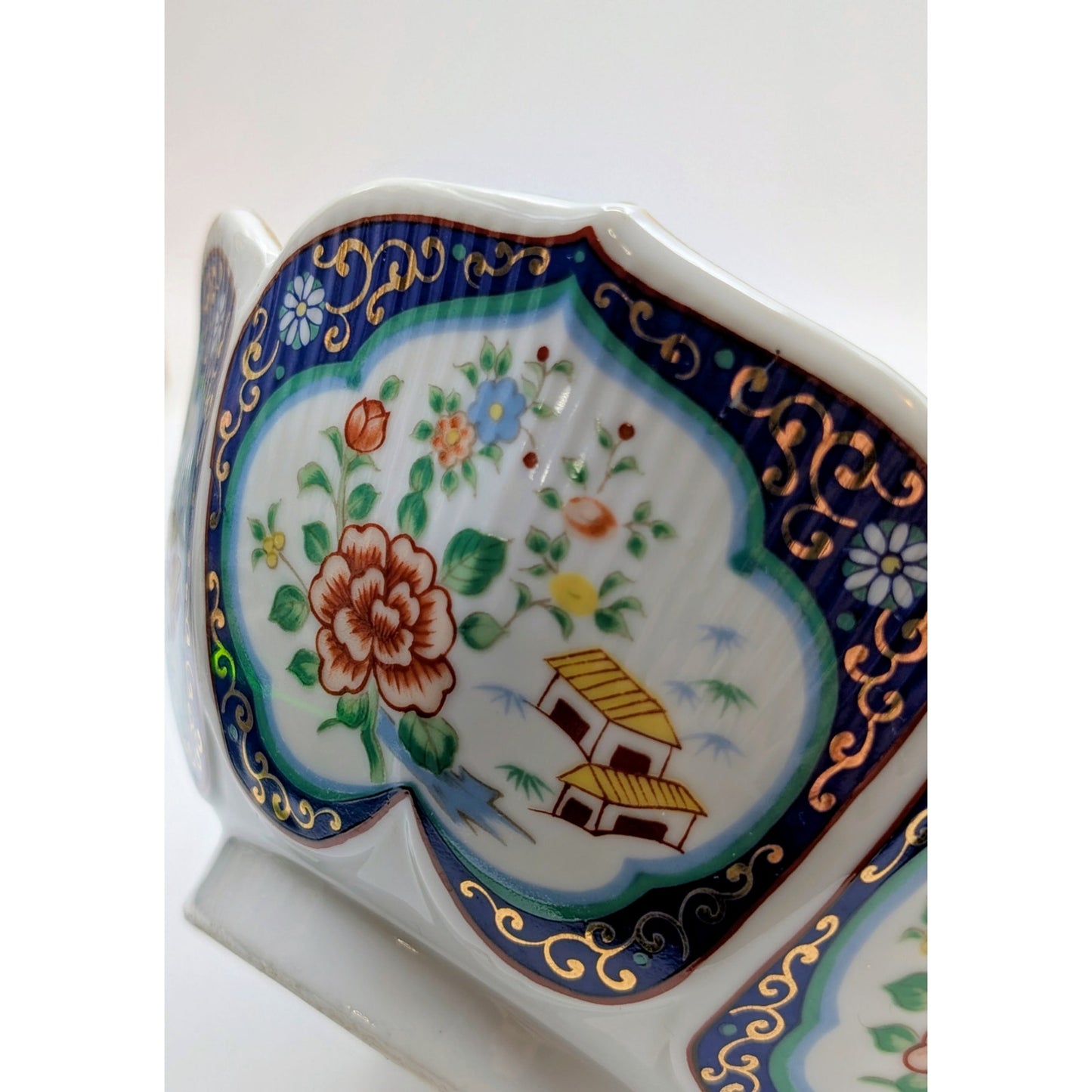 Vintage Japanese Hand Painted Porcelain Lotus Rice Bowl