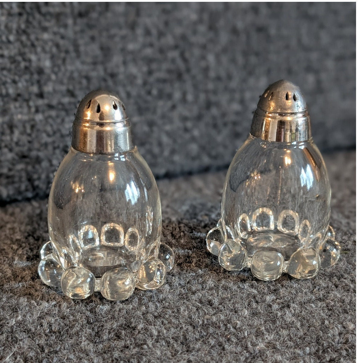 VTG Imperial Candlewick Glass Salt & Pepper Shakers Balled Feet