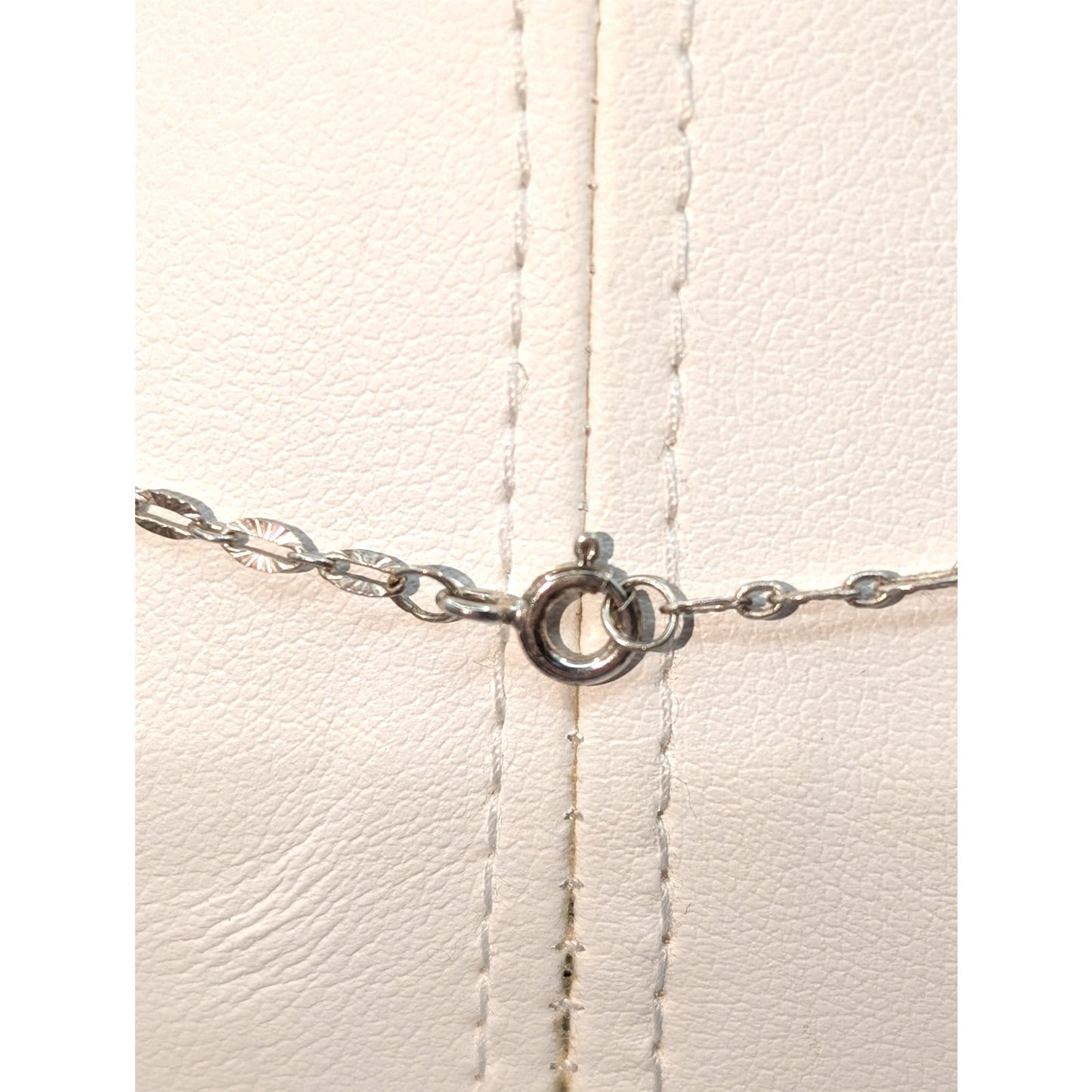 Vtg 925 Sterling Silver Unique Oval Diamond Cut Etched 18.5" Chain Link Necklace